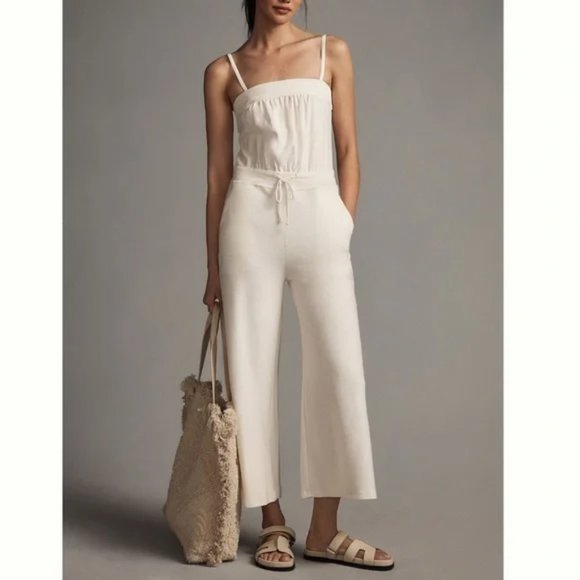 Anthropologie Pants - Daily Practice By Anthropologie Wide-Leg Jumpsuit in Ivory Size XL